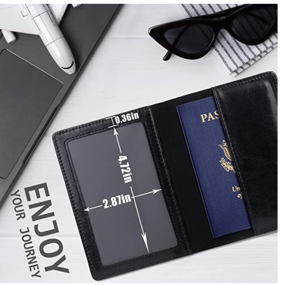 NEW Ultra Slim Passport and Vaccine Card Holder Combo Black - Picture 5 of 5